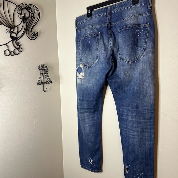 Zara Man Distressed Denim Straight Leg Jeans Mens size 34 - Picture 5 of 7